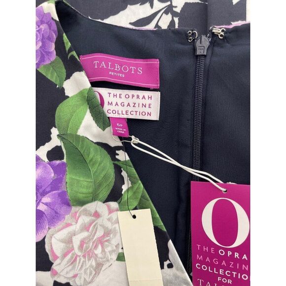 Talbots Oprah Collection Women Sleeveless Floral Print Pleat Fit Flare Dress 6P - Picture 9 of 10
